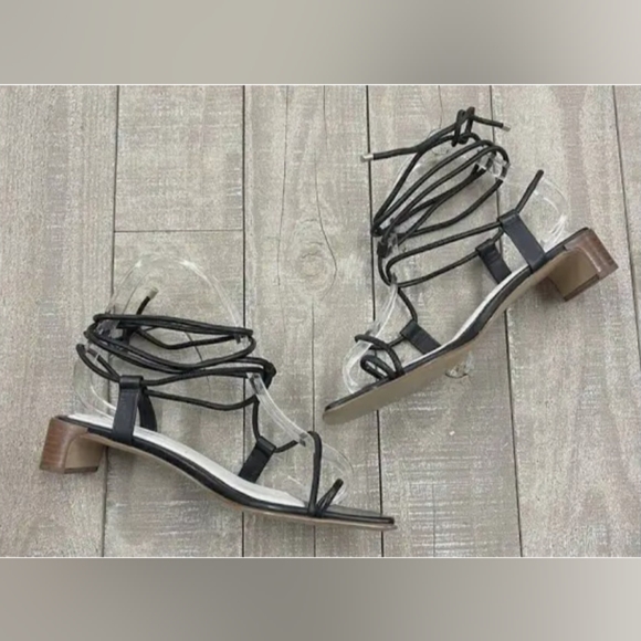 Rag & Bone Cindy Tie Open Toe Wrap Sandals Black Leather EU 37 US 7 3036 - Picture 9 of 11